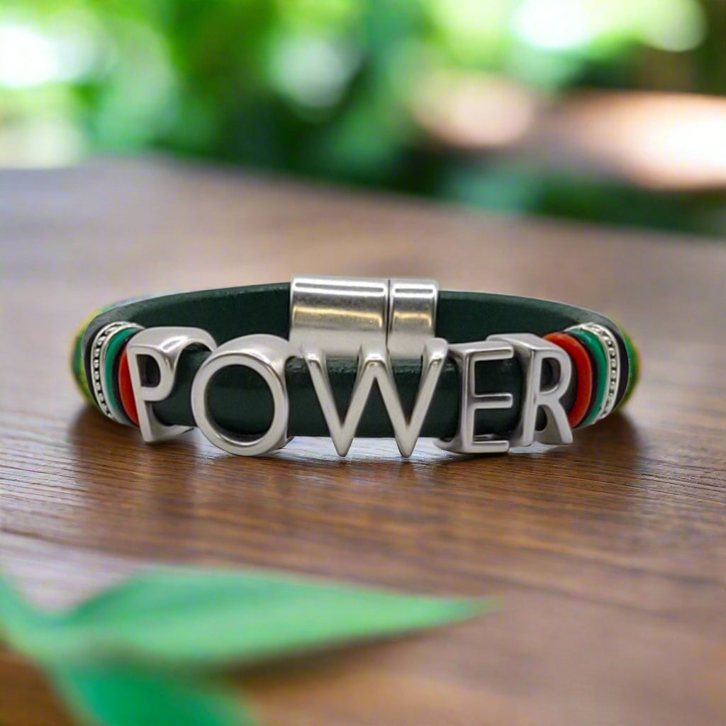 Red, Black, and Green Create Your Own 5 Character Bracelet - Sankofa*
