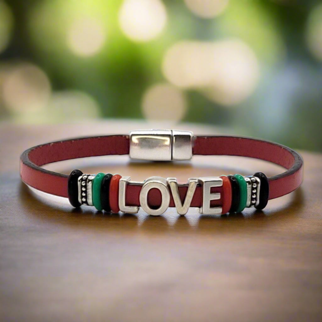 Red, Black, and Green Create Your Own 4 Character Bracelet - Dua*