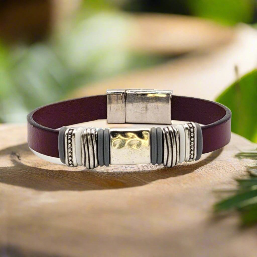 Pillar - Burgundy and Gray - Customize Your Bracelet - Eban*