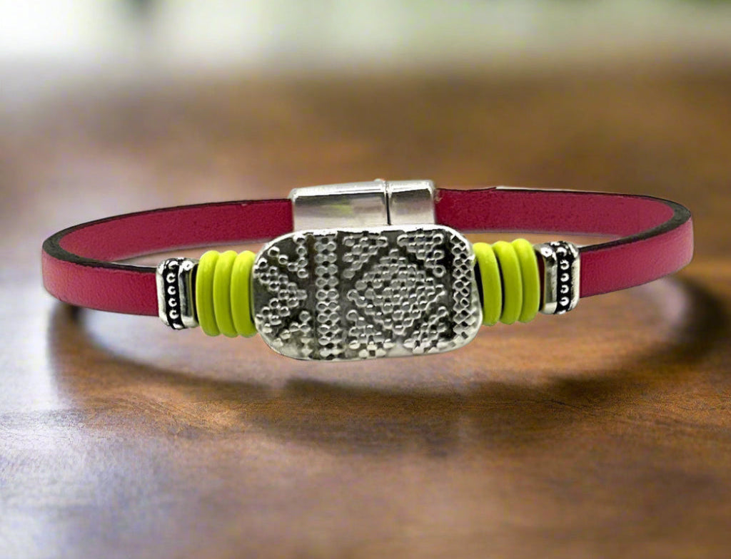 Pink and Green Geometric Dots - Sankofa*